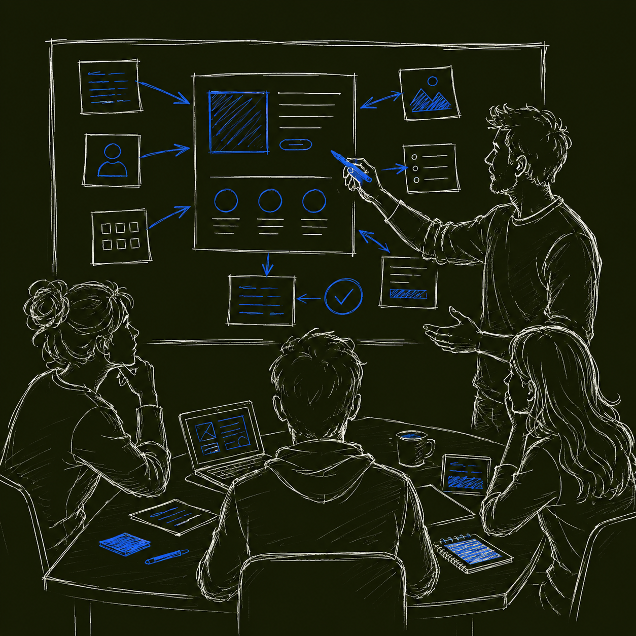 Product manager presenting a new feature proposal to company leadership