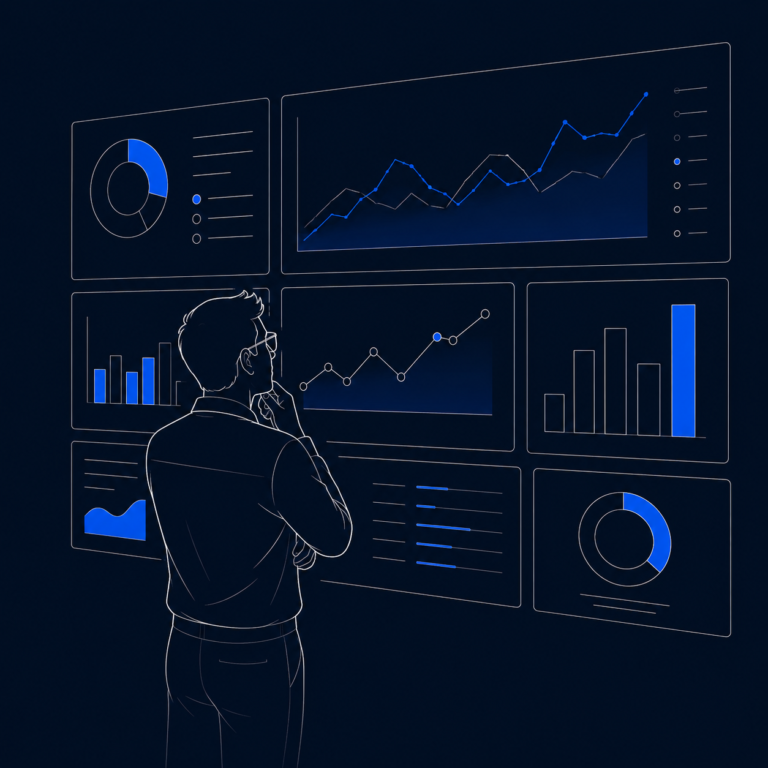 Product manager reviewing key metrics to spot trends in user behavior