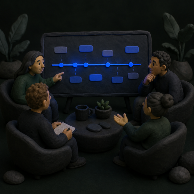 A product team reviewing what went wrong after a launch issue, focused on learning rather than blame