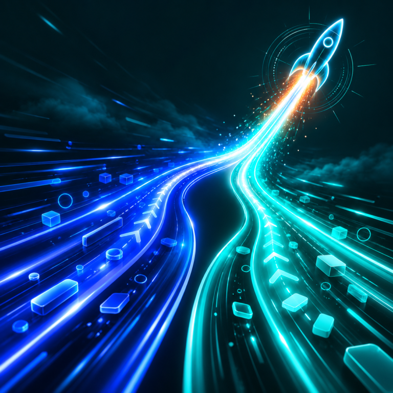 Two parallel animated tracks representing dual-track agile discovery and delivery running simultaneously